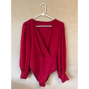 Surplice Lantern Sleeve Bodysuit